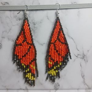 Mexican handmade beaded jewerly monarch butterfly Earrings